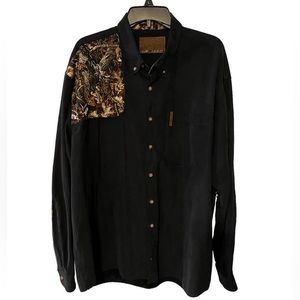 Clearwater Camo Shirt Size ‎ XXL Long Sleeve Button Down Black See Description